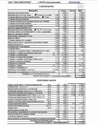 Смета на ремонт ванной от компании РемСантехОтряд стр.1