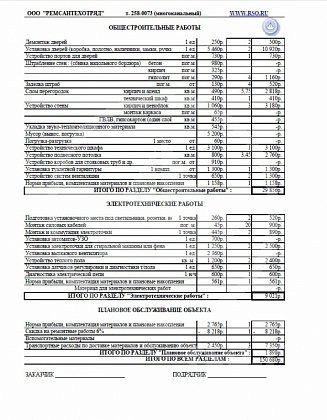 Смета на ремонт ванной от компании РемСантехОтряд стр.2