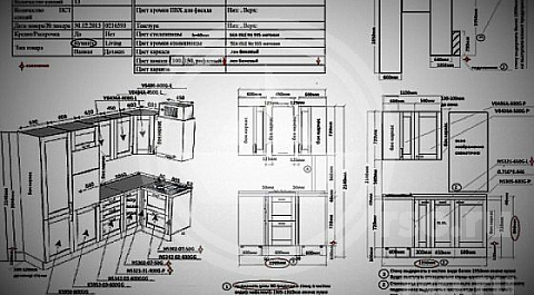 Подробный монтажный план, в котором реализована кухня в английском стиле, несомненно существенно облегчит сборку многочисленных составляющих элементов кухонной мебели и монтажу многочисленного оборудования, составляющего инсталляционную часть проекта, так как это указано производителем.