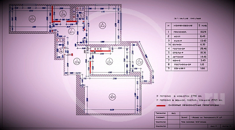 План сносимых перегородок дополняет предыдущий обмерный и позволяет детализировать количество демонтажных работ являющихся неотъемлемой частью формирующейся сметы.
