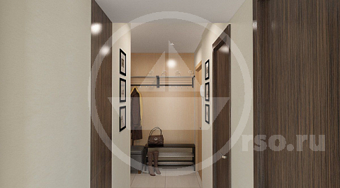 Вертикальная ниша между двумя воздуховодами используется как дополнительный шкаф.