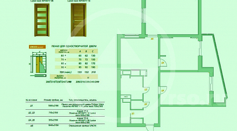 План установки дверей удобен для понимания правильной расстановки мебели, размещения выключателей с удобной для открывания стороны и формирования нужных дверных проёмов для корректной установки.