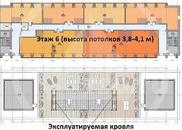 Отделка офисных помещений и апартаментов площадью 60-170 м2 на 6-м этаже с выходом на эксплуатируемую кровлю и формированием там зон досуга.