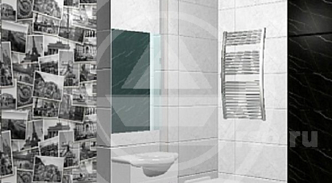 Чёрная угловая полоса как бы стекает на горизонталь пола.